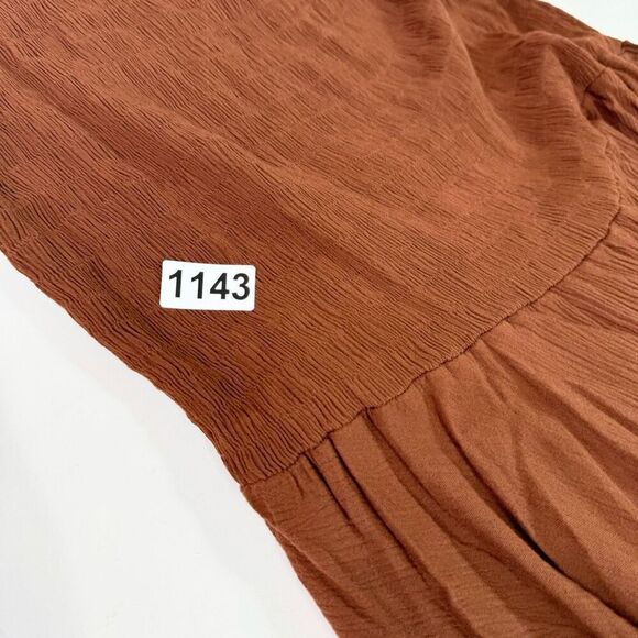 LotusTraders Dress Womens One Size Brown Sleeveless witchy smocked Midi boho - Picture 9 of 9